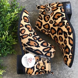 NWT Blondo Leopard Print Calf Hair Ankle Boot